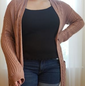 Pink Rose Cable Knit Cardigan